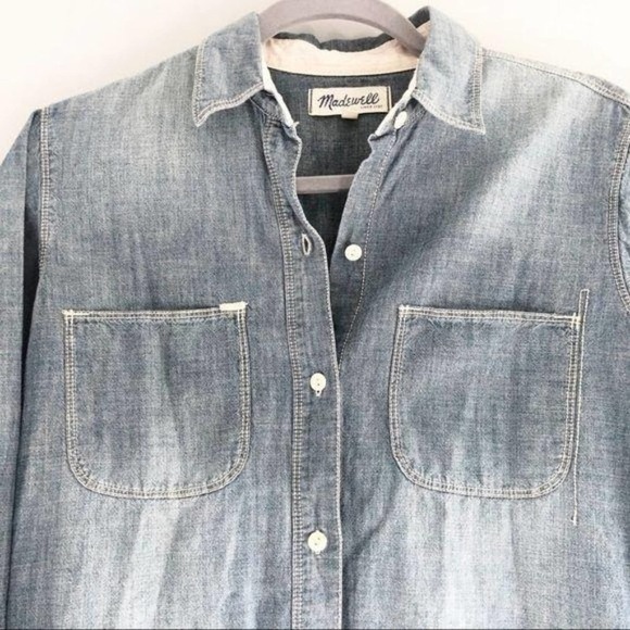 Madewell Perfect Chambray Denim Button Up Shirt - Picture 2 of 8